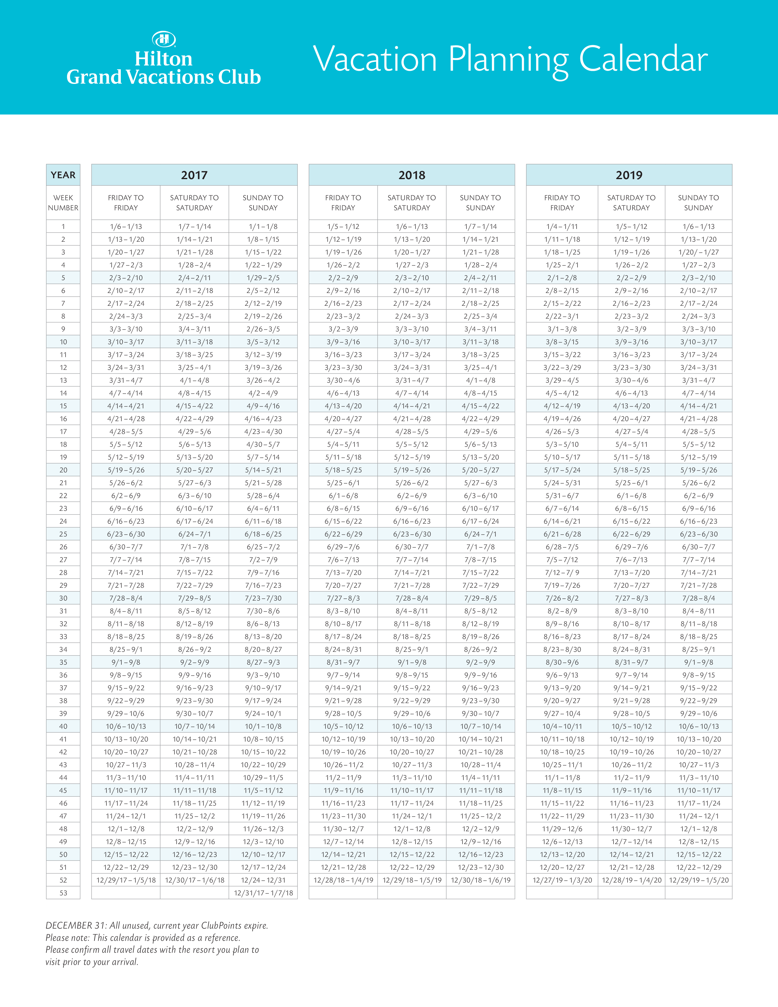 Vacation Planning Calendar 模板