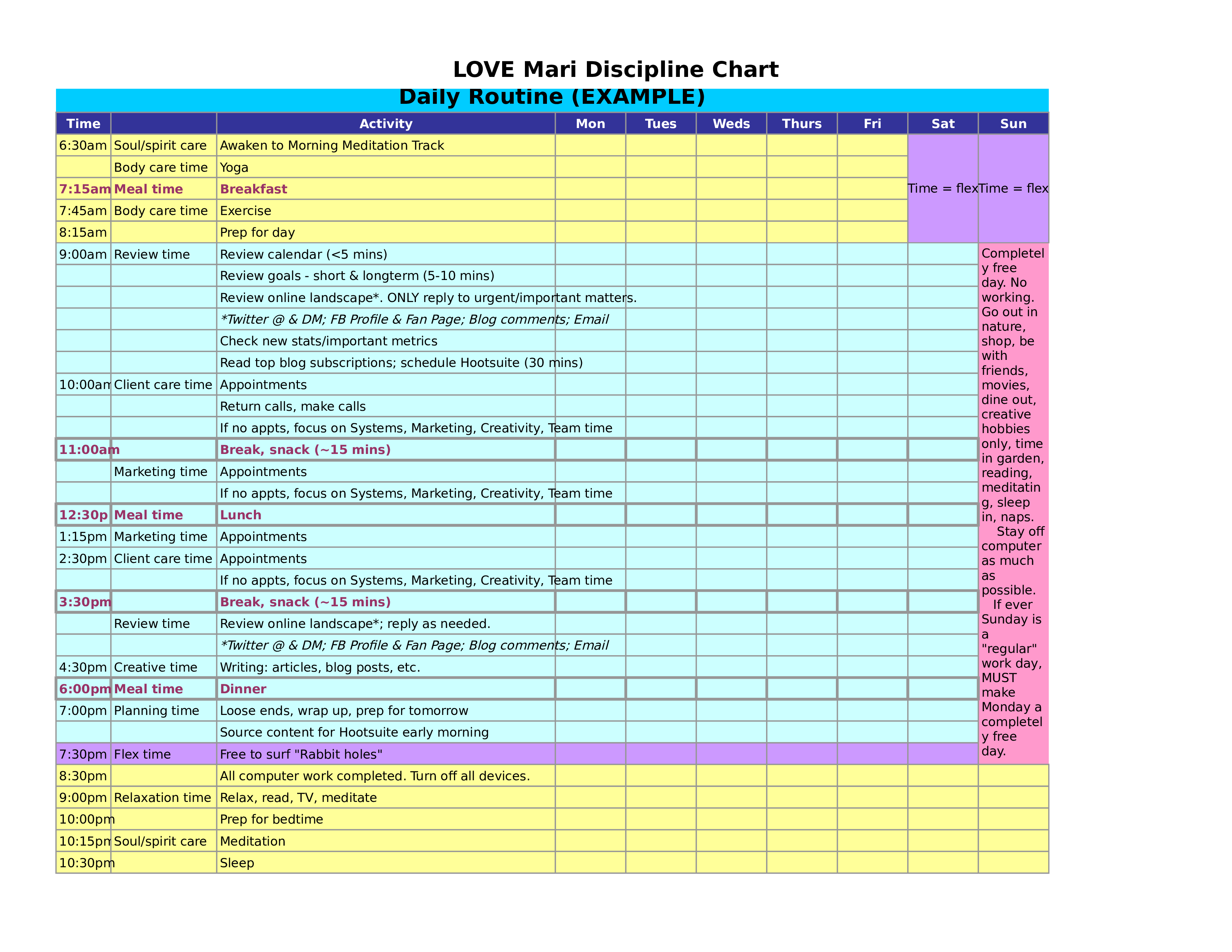 Daily Agenda In Excel main image