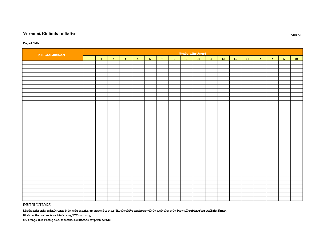 Excel Project Timeline 模板